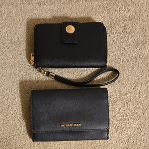 Michael Kors Black Wallet and Wristlet with Gold Accents